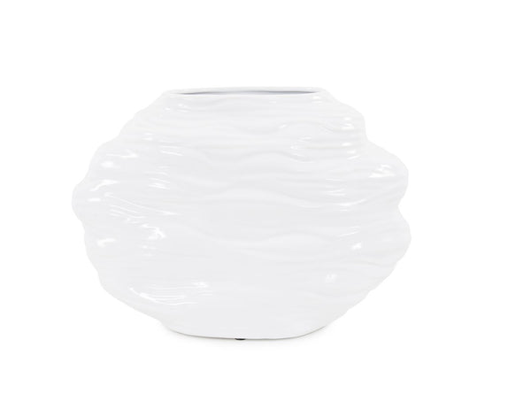 Howard Elliott Ebb Vase - Hand-painted Ceramic Masterpiece Inspired By Ocean Waves, Perfect For Fresh Flowers White Ceramic 34983-howard-elliott