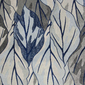 HomeRoots 8' Gray and Navy Blue Botanical Leaves Area Rug - Stylish, Durable, and Perfect for Any Room Decor 8' X 11' 349844