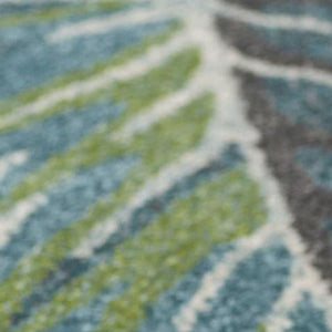 HomeRoots 7' Tropical Botanical Area Rug in Beige, Teal & Green - Stylish, Durable, Perfect for Modern Spaces 7' X 10' 349845