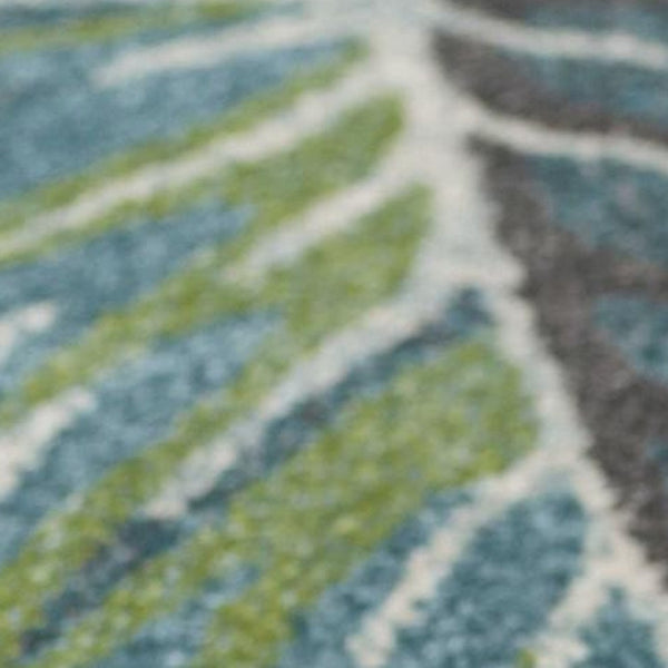 HomeRoots 7' Tropical Botanical Area Rug in Beige, Teal & Green - Stylish, Durable, Perfect for Modern Spaces 7' X 10' 349845