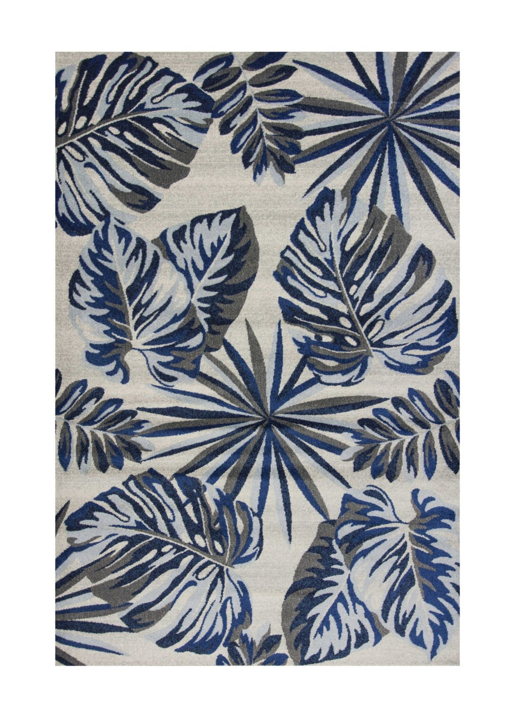 HomeRoots 8' Transform Your Space with a Blue and Gray Botanical Leaves Area Rug for Modern Elegance & Comfort 8' X 11' 349846