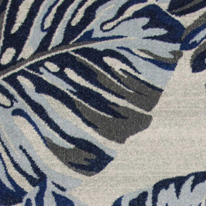 HomeRoots 8' Transform Your Space with a Blue and Gray Botanical Leaves Area Rug for Modern Elegance & Comfort 8' X 11' 349846