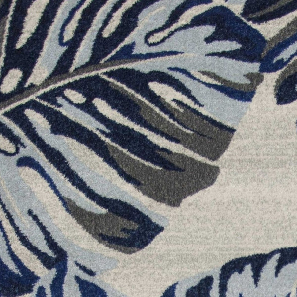 HomeRoots 8' Transform Your Space with a Blue and Gray Botanical Leaves Area Rug for Modern Elegance & Comfort 8' X 11' 349846