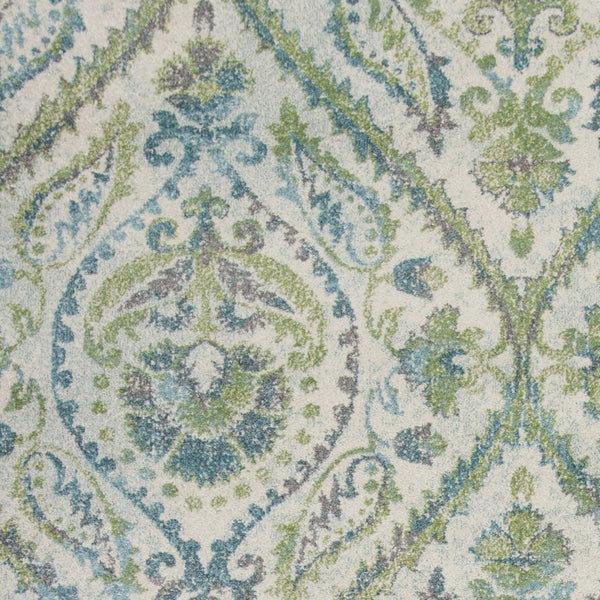 HomeRoots 7' Bold Green, Ivory & Teal Medallion Area Rug - Stylish, Durable, and Low-Maintenance for Any Room 7' X 10' 349847
