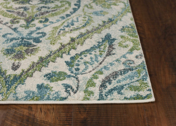 HomeRoots 7' Bold Green, Ivory & Teal Medallion Area Rug - Stylish, Durable, and Low-Maintenance for Any Room 7' X 10' 349847