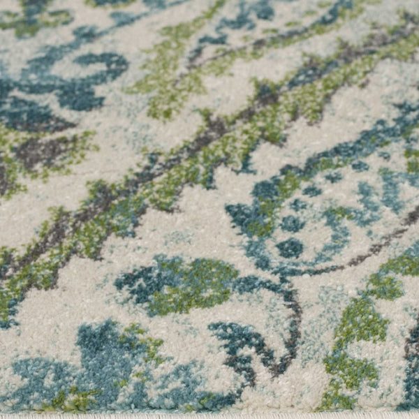 HomeRoots 7' Bold Green, Ivory & Teal Medallion Area Rug - Stylish, Durable, and Low-Maintenance for Any Room 7' X 10' 349847