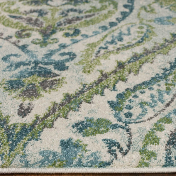 HomeRoots 7' Bold Green, Ivory & Teal Medallion Area Rug - Stylish, Durable, and Low-Maintenance for Any Room 7' X 10' 349847