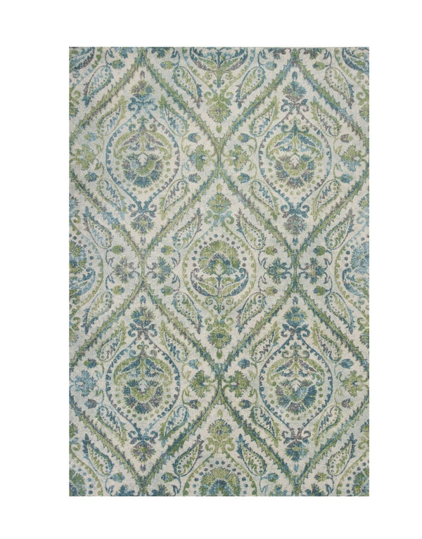 HomeRoots 7' Bold Green, Ivory & Teal Medallion Area Rug - Stylish, Durable, and Low-Maintenance for Any Room 7' X 10' 349847