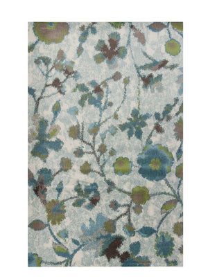 HomeRoots 8' Vibrant Teal Blue Floral Vines Area Rug - Durable, Stain-Resistant, Perfect for Homes with Kids & Pets 8' X 11' 349848
