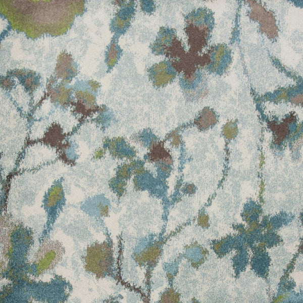 HomeRoots 8' Vibrant Teal Blue Floral Vines Area Rug - Durable, Stain-Resistant, Perfect for Homes with Kids & Pets 8' X 11' 349848