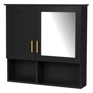 English Elm 2-in-1 Matte Wall Mounted Medicine Cabinet Soft Close Mirror Storage for Bathroom Vanity Black N710P389456B