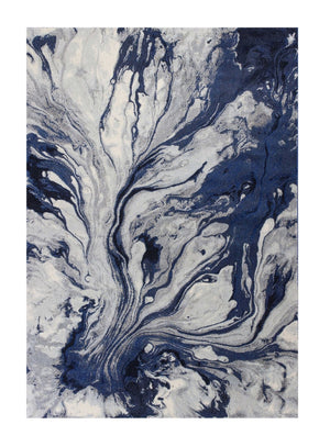 HomeRoots 7' Modern Abstract Area Rug in Blue-Gray and Ivory - Durable, Easy-Clean Design for Any Space 7' X 10' 349856