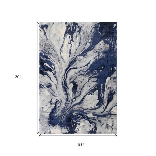 HomeRoots 7' Modern Abstract Area Rug in Blue-Gray and Ivory - Durable, Easy-Clean Design for Any Space 7' X 10' 349856