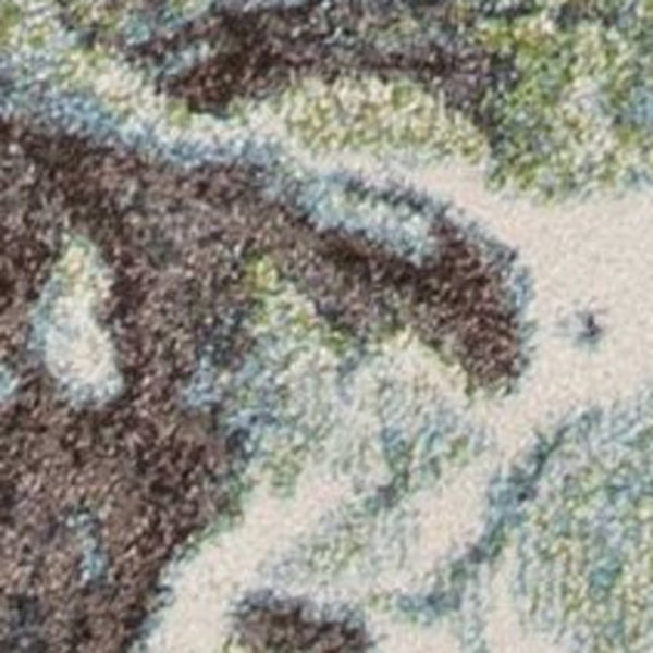 HomeRoots 7' Abstract Area Rug in Calming Green & Brown Tones - Durable, Stylish, Perfect for High-Traffic Spaces 7' X 10' 349858