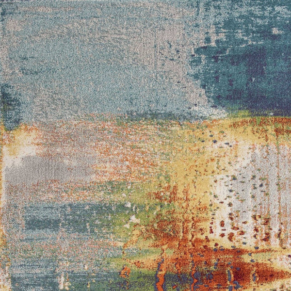 HomeRoots 8' Blue, Rust, and Orange Abstract Area Rug - Modern Design for Durable Living Room Style and Comfort 8' X 11' 349859
