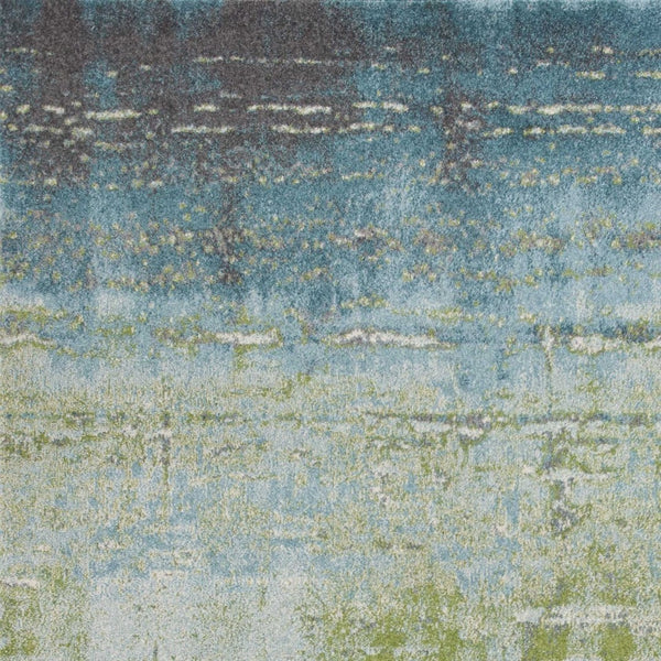 HomeRoots 7' Modern Abstract Area Rug in Blue and Green - Soft, Durable, Stain-Resistant for High-Traffic Areas 7' X 10' 349860