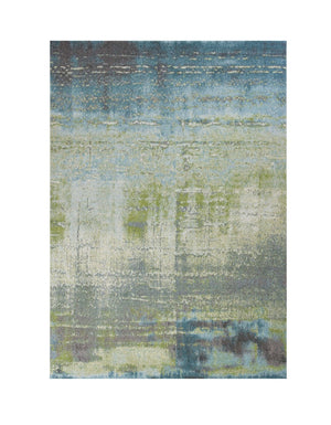 HomeRoots 7' Modern Abstract Area Rug in Blue and Green - Soft, Durable, Stain-Resistant for High-Traffic Areas 7' X 10' 349860