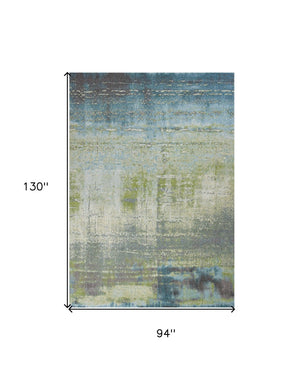HomeRoots 7' Modern Abstract Area Rug in Blue and Green - Soft, Durable, Stain-Resistant for High-Traffic Areas 7' X 10' 349860