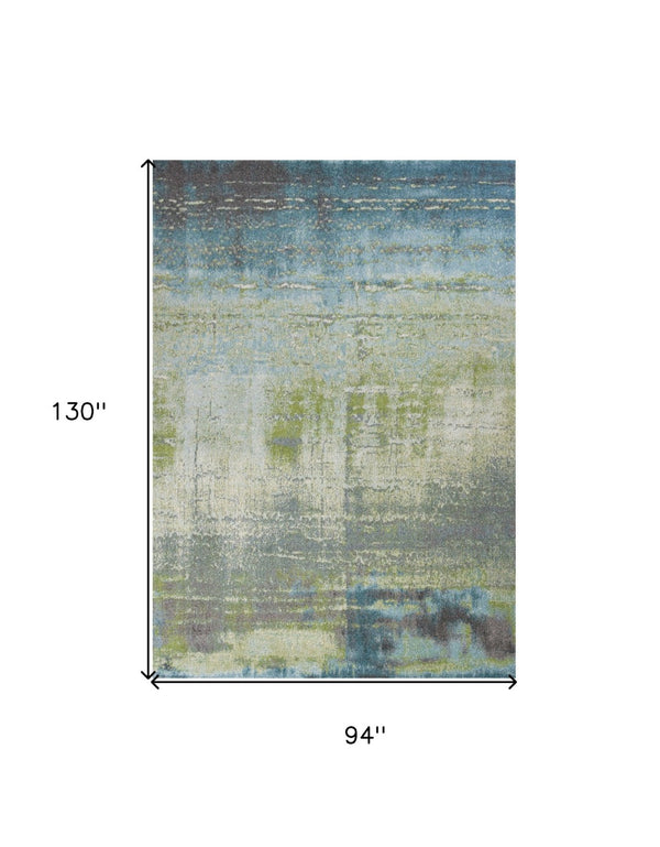 HomeRoots 7' Modern Abstract Area Rug in Blue and Green - Soft, Durable, Stain-Resistant for High-Traffic Areas 7' X 10' 349860