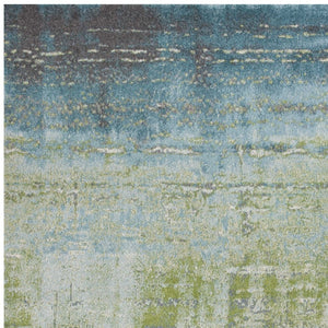 HomeRoots 7' Modern Abstract Area Rug in Blue and Green - Soft, Durable, Stain-Resistant for High-Traffic Areas 7' X 10' 349860