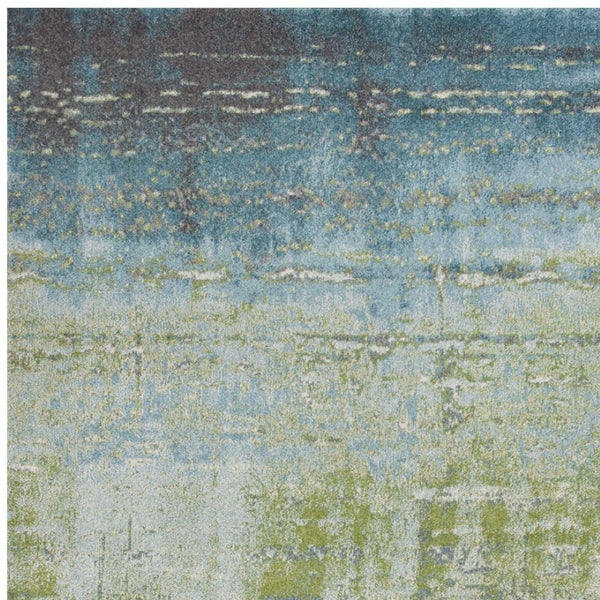 HomeRoots 7' Modern Abstract Area Rug in Blue and Green - Soft, Durable, Stain-Resistant for High-Traffic Areas 7' X 10' 349860