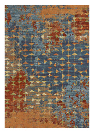 Homeroots 7' X 10' Blue And Orange Area Rug  Polypropylene 349862