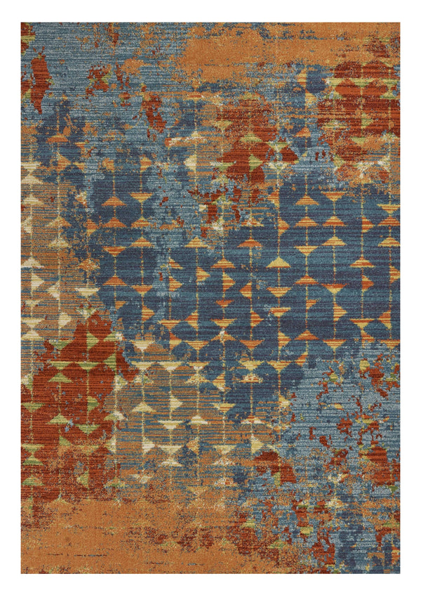 Homeroots 7' X 10' Blue And Orange Area Rug  Polypropylene 349862