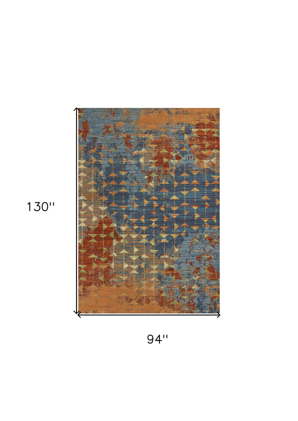 Homeroots 7' X 10' Blue And Orange Area Rug  Polypropylene 349862