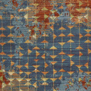 Homeroots 7' X 10' Blue And Orange Area Rug  Polypropylene 349862