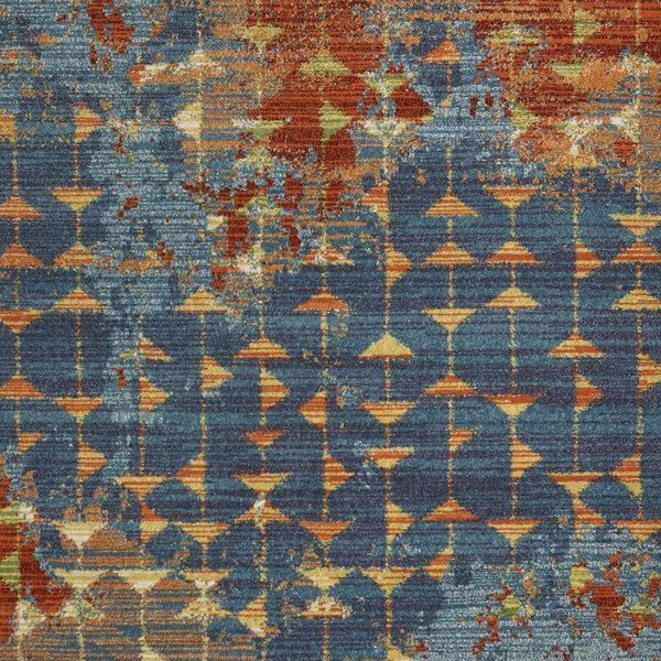 Homeroots 7' X 10' Blue And Orange Area Rug  Polypropylene 349862