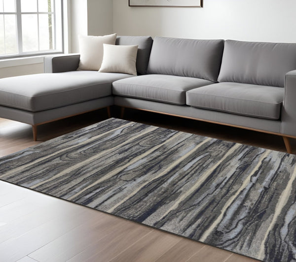 HomeRoots 8' Gray Blue and Black Abstract Area Rug - Modern Design, Durable, Soft, Perfect for Busy Homes 8' X 11' 349863