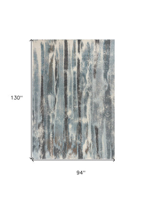 Homeroots 7' X 10' Teal Blue And Gray Blue Abstract Area Rug  Polypropylene 349864