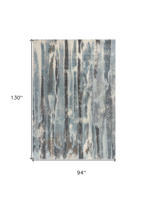 Homeroots 7' X 10' Teal Blue And Gray Blue Abstract Area Rug  Polypropylene 349864