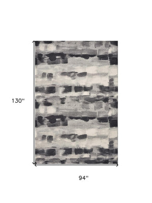 HomeRoots 8' Abstract Area Rug in Gray, Black & Ivory - Modern Design for Sophisticated Home Décor and Comfort 8' X 11' 349865