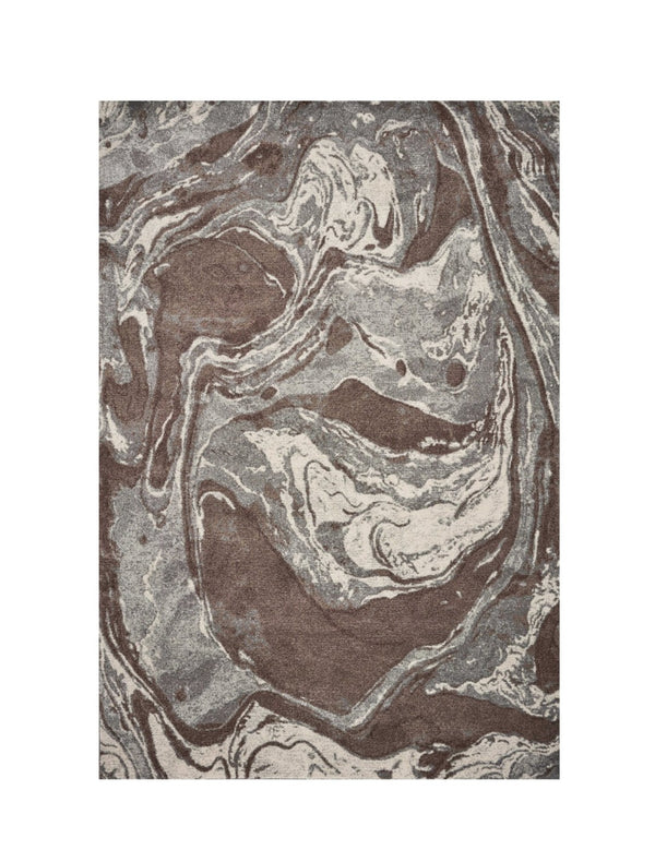 HomeRoots 7' Modern Brown and Ivory Abstract Area Rug - Stylish, Durable Design for Living Spaces and More 7' X 10' 349866