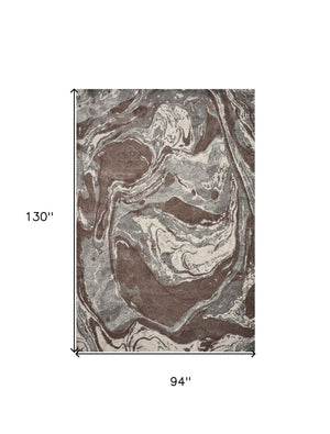 HomeRoots 7' Modern Brown and Ivory Abstract Area Rug - Stylish, Durable Design for Living Spaces and More 7' X 10' 349866