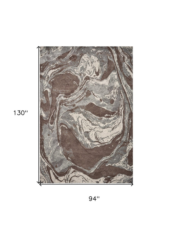 HomeRoots 7' Modern Brown and Ivory Abstract Area Rug - Stylish, Durable Design for Living Spaces and More 7' X 10' 349866