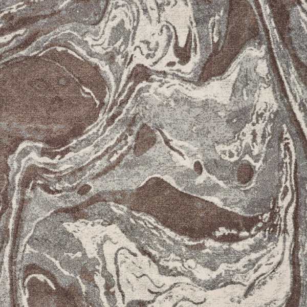 HomeRoots 7' Modern Brown and Ivory Abstract Area Rug - Stylish, Durable Design for Living Spaces and More 7' X 10' 349866