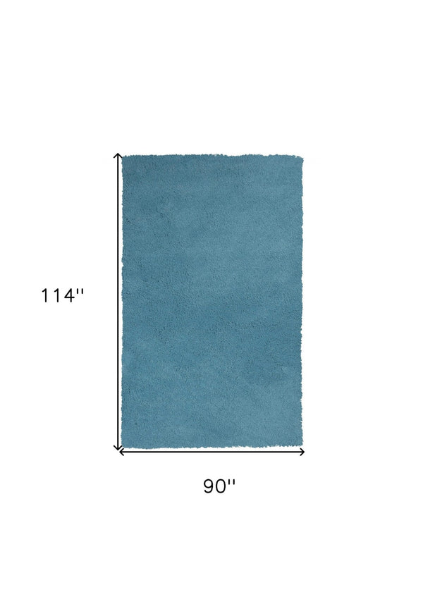 HomeRoots 8' Blue Hand-Woven Round Rug - Artisan Crafted, Durable Polyester, Perfect for Cozy Living Spaces 8' X 10' 349868
