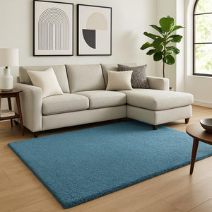 HomeRoots 8' Blue Hand-Woven Round Rug - Artisan Crafted, Durable Polyester, Perfect for Cozy Living Spaces 8' X 10' 349868