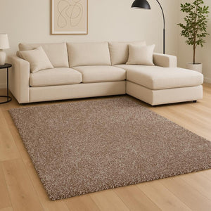 HomeRoots 8' Hand-Woven Beige and Brown Abstract Rug - Artisan Crafted, Cozy, Durable, Perfect for Modern Spaces 8' X 10' 349871