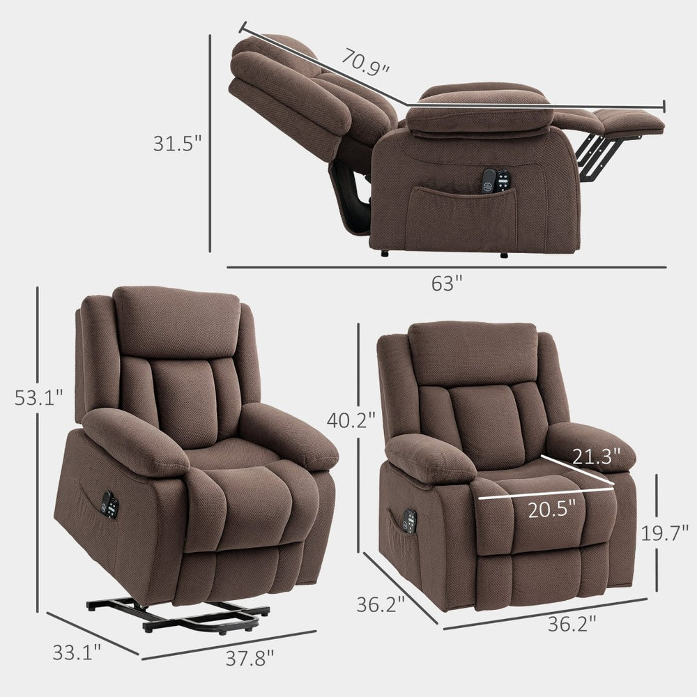 English Elm Power Lift Recliner Chair with Massage Heat Pu Leather and Usb Port for Living Room T3971P405213