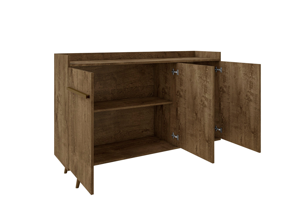 English Elm Bradley 54" Sideboard with Soft-Close Doors, Dip-Style Top, Concealed Shelves for Media Storage Rustic Brown B365P398253