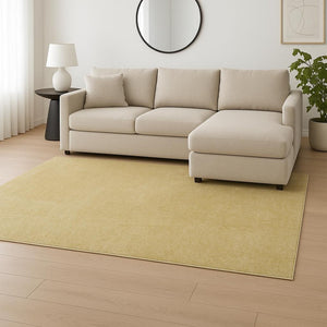 HomeRoots 8' Yellow Hand-Woven Round Rug - Artisan Crafted, Durable Polyester for Stylish Living Spaces 8' X 10' 349876