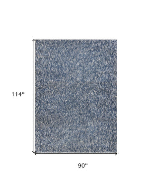 HomeRoots 8' Abstract Indigo and Ivory Shag Area Rug - Hand-Woven Plush Design for Modern Cozy Spaces 8' X 10' 349879