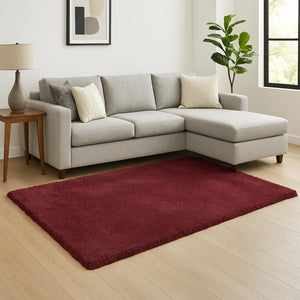 HomeRoots 8' Hand-Woven Red Round Rug - Artisan-Crafted Soft Polyester for Warmth, Durability, and Style 8' X 10' 349883