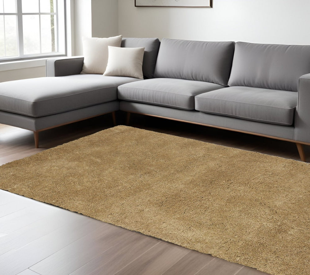 HomeRoots 8' Gold Hand-Woven Round Rug - Elevate Your Space with Unique Artistry, Comfort, and Timeless Style 8' X 10' 349886