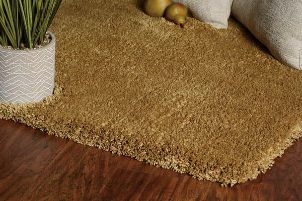 Homeroots 8' X 10' Gold Indoor Shag Rug  Polyester 349886