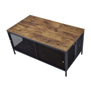 English Elm Foldable Rectangular Coffee Table — Space-Saving Antique Oak & Black Design, Stylish Durable Organizer Accent (96) B016P313977