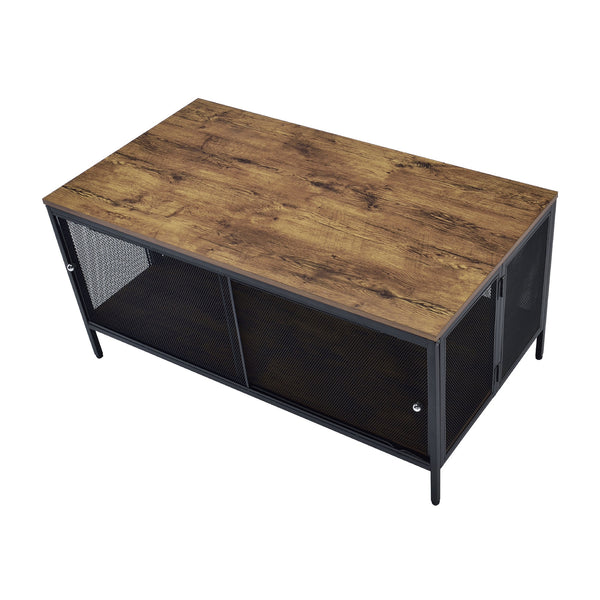 English Elm Foldable Rectangular Coffee Table — Space-Saving Antique Oak & Black Design, Stylish Durable Organizer Accent (96) B016P313977